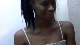 An amateur hot ebony tenn girlfriend sucks lover big thick cock at a party Thumbnail