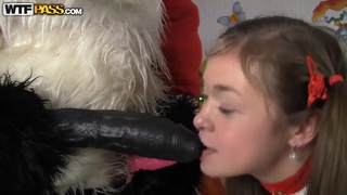 Pretty baby has anal sex with Santa Panda Thumbnail